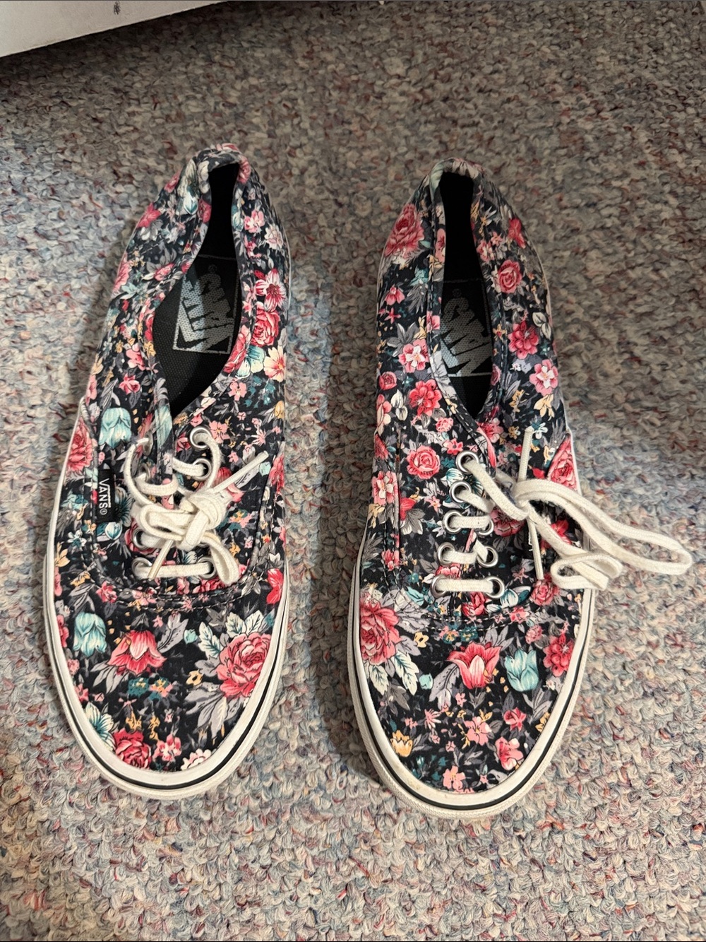 Vans Black Floral Canvas Lace-Up Sneakers - Multi